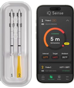 CHEF iQ Sense | Smart Wireless Meat Thermometer | 2 Ultra-Thin Probes | WiFi Unlimited Range | 1000°F Heat Safe | 5 Sensors | BBQ, Grill, Oven, Smoker, Air Fryer | Gen3 | White