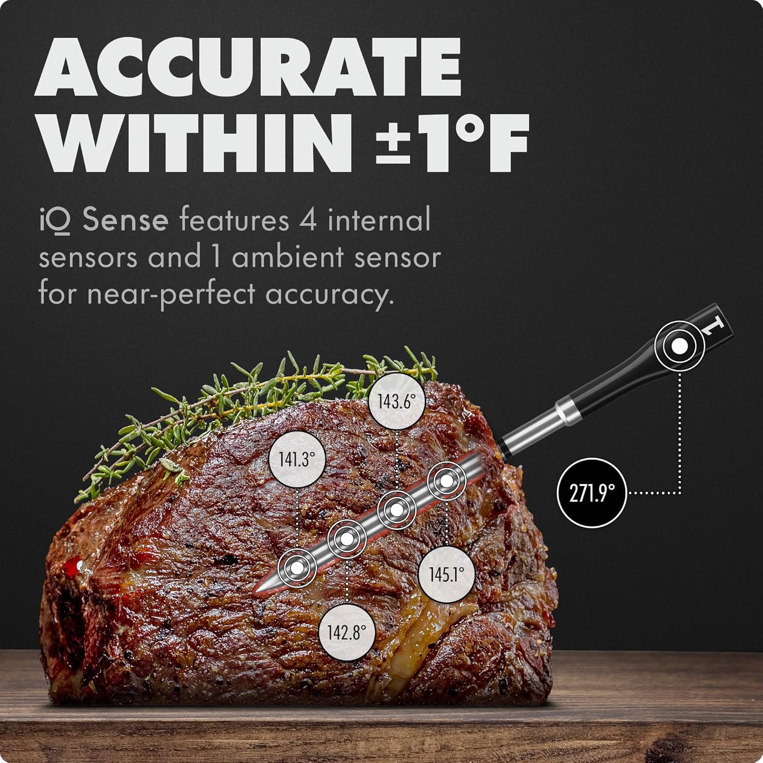 CHEF iQ Sense Smart Wireless Meat Thermometer 4 Ultra-Thin Probes WiFi Unlimited Range 1000°F Heat Safe 5 Sensors BBQ, Grill, Oven, Smoker, Air Fryer Gen3 Black1 CHEF iQ Sense | Smart Wireless Meat Thermometer | 4 Ultra-Thin Probes | WiFi Unlimited Range | 1000°F Heat Safe | 5 Sensors | BBQ, Grill, Oven, Smoker, Air Fryer | Gen3 | Black