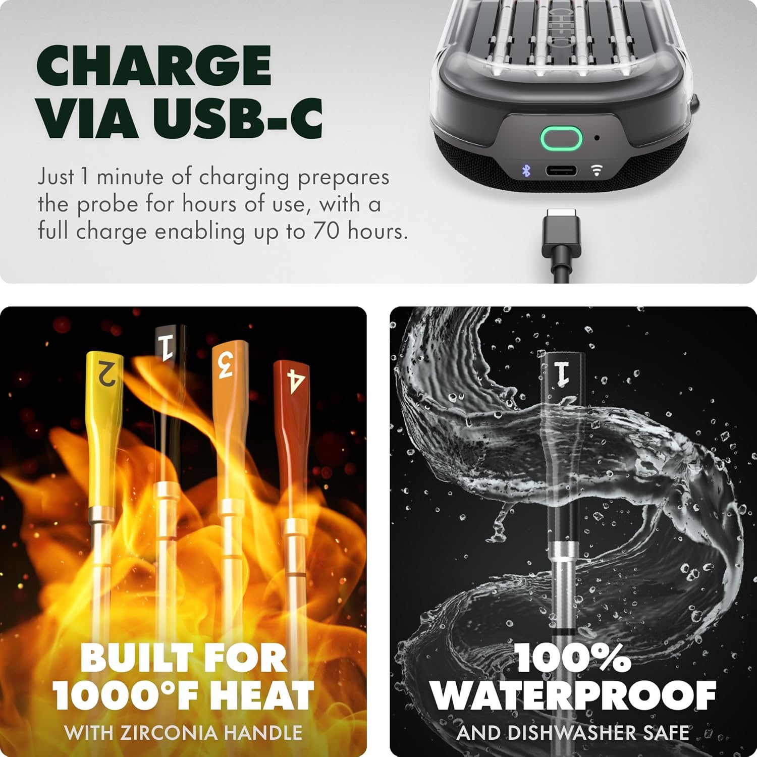 CHEF iQ Sense Smart Wireless Meat Thermometer 4 Ultra-Thin Probes WiFi Unlimited Range 1000°F Heat Safe 5 Sensors BBQ, Grill, Oven, Smoker, Air Fryer Gen3 Black7 CHEF iQ Sense | Smart Wireless Meat Thermometer | 4 Ultra-Thin Probes | WiFi Unlimited Range | 1000°F Heat Safe | 5 Sensors | BBQ, Grill, Oven, Smoker, Air Fryer | Gen3 | Black