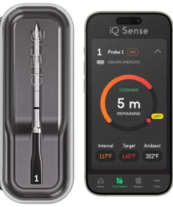 CHEF iQ Sense | Smart Wireless Meat Thermometer | Ultra-Thin Probe | WiFi Unlimited Range | 1000°F Heat Safe | 5 Sensors | BBQ, Grill, Oven, Smoker, Air Fryer | Gen3 | Black