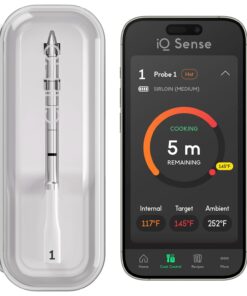 CHEF iQ Sense | Smart Wireless Meat Thermometer | Ultra-Thin Probe | WiFi Unlimited Range | 1000°F Heat Safe | 5 Sensors | BBQ, Grill, Oven, Smoker, Air Fryer | Gen3 | White