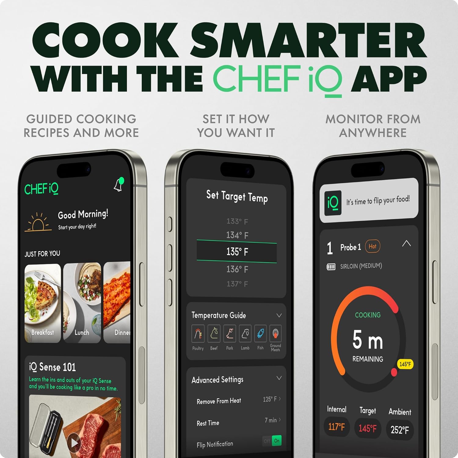 CHEF iQ Sense Smart Wireless Meat Thermometer Ultra-Thin Probe WiFi Unlimited Range 1000°F Heat Safe 5 Sensors BBQ, Grill, Oven, Smoker, Air Fryer Gen3 White34 CHEF iQ Sense | Smart Wireless Meat Thermometer | Ultra-Thin Probe | WiFi Unlimited Range | 1000°F Heat Safe | 5 Sensors | BBQ, Grill, Oven, Smoker, Air Fryer | Gen3 | White