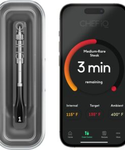 CHEF iQ Sense Smart Wireless Meat Thermometer with Ultra-Thin Probe, Unlimited Range Bluetooth Meat Thermometer, Digital Food Thermometer for Remote Monitoring of BBQ Grill, Oven, Smoker, Air Fryer