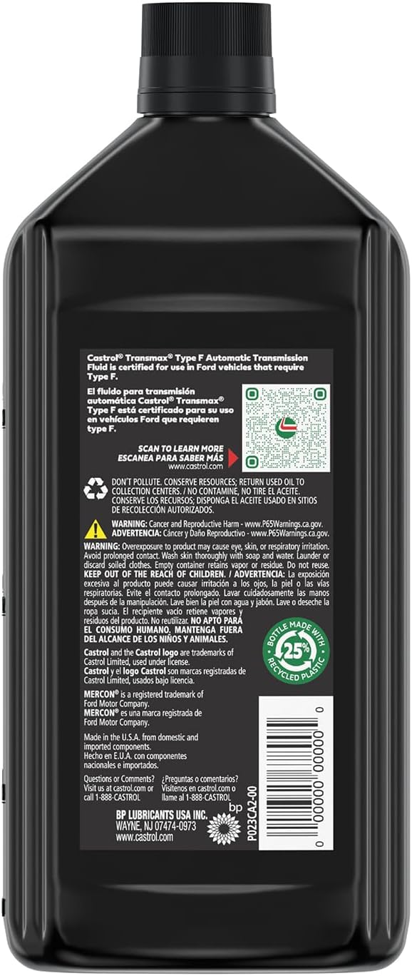 Castrol Transmax Type F Automatic Transmission Fluid, 1 Quart, Pack of 63 Castrol Transmax Type F Automatic Transmission Fluid, 1 Quart, Pack of 6