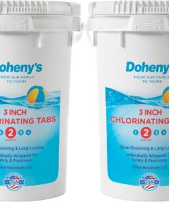 Doheny’s 3-Inch Stabilized Chlorine Tablets for Sanitizing Swimming Pools | 99% Pure Tri-Chlor, 90% Available Chlorine | Long-Lasting, UV-Protected, Slow-Dissolving | Individually Wrapped 100lb Bucket