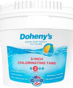 Doheny’s 3-Inch Stabilized Chlorine Tablets for Sanitizing Swimming Pools | 99% Pure Tri-Chlor, 90% Available Chlorine | Long-Lasting, UV-Protected, Slow-Dissolving | Individually Wrapped 25lb Bucket