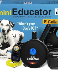 Educator ET-300 Black Mini E Collar for Dog Training with Remote - 1/2 Mile Range, Waterproof, 100 Blunt Stimulation Levels, Tone or Vibration Mode, Night Light Tracking for Small, Medium & Large Dogs
