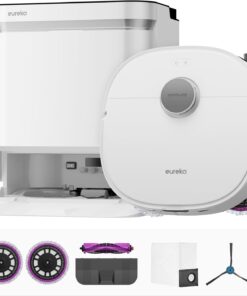 Eureka J15 Pro Ultra Robot Vacuum and Mop with Self Emptying Base, 16,200 Pa Suction, Flex-Arm Design Mop, Auto Mop Hot Water Washing & Hot Air Drying, Anti-Tangle, AI Obstacle Avoidance, White