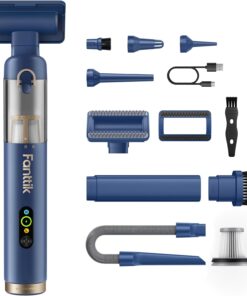 Fanttik Slim V10 APEX Cordless Car Vacuum, 4-in-1 Portable Mini Handheld Vac, 19kPa Suction Power, Upgraded Smart Digital Display, 2 Suction Modes for Small Jobs, Car, Office Desk, Keyboards (Blue)