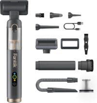 Fanttik Slim V10 APEX Cordless Car Vacuum, 4-in-1 Portable Mini Handheld Vac, 19kPa Suction Power, Upgraded Smart Digital Display, 2 Suction Modes for Small Jobs, Car, Office Desk, Keyboards (Gray)