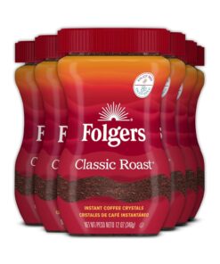 Folgers Classic Roast Instant Coffee, 12 Ounces (Pack of 6)