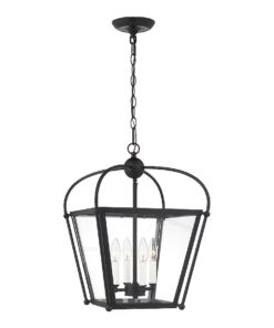 Generation Lighting Charleston 4 -Light Midnight Black Traditional Lantern Mini Hanging Pendant Light