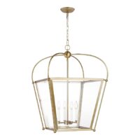 Generation Lighting Charleston 4 -Light Satin Brass Traditional Lantern Medium Hanging Pendant Light