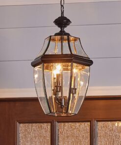 Generation Lighting Lancaster 3 -Light Black Traditional Opal glass Cylinder Medium Outdoor Hanging Pendant Light