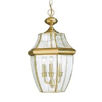 Generation Lighting Lancaster 3 -Light Polished brass Traditional Beveled glass Lantern Medium Outdoor Hanging Pendant Light