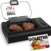 Gourmia Smokeless Indoor Grill - Air Fryer Combo with Smoke Extractor, 5 Cooking Presets, Grill, Air Fry, Roast, Bake, Dehydrate, Countertop Cooker, Glass Lid