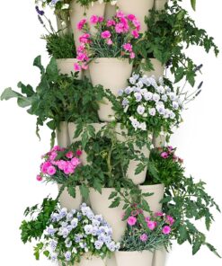Greenstalk Patented Large 5 Tier Vertical Garden Planter with Patented Internal Watering System Great for Growing a Variety of Strawberries, Vegetables, Herbs, & Flowers (Stunning Stone)