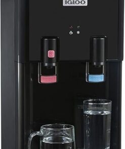 Igloo Top Loading Water Cooler with Removable Tray & Energy-Saving Features - Water Tower with Hot, Cold Temperature Settings- Water Dispenser Fits 3 & 5-Gallon Jugs with Child Safety Lock- Stainless