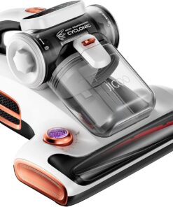 JIGOO T600 Mattress Vacuum Cleaner with UV-C Light, 15Kpa Suction 700W Powerful Double-Cup Handheld Vacuums, Bed Cleaner with Smart Dust Sensor, Ultrasonic, Heating Tech, MIF Filter