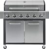 Kenmore 6-Burner Propane Gas BBQ Grill with Side Burner, 73,000 BTUs, Stainless Steel Cabinet Grill with Cast Iron Grates for Outdoor Cooking, Backyard BBQ, Patio, Large Parties