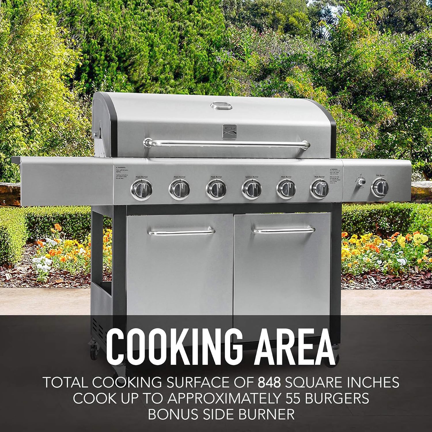 Kenmore 6-Burner Propane Gas BBQ Grill with Side Burner, 73,000 BTUs, Stainless Steel Cabinet Grill with Cast Iron Grates for Outdoor Cooking, Backyard BBQ, Patio, Large Parties267 Kenmore 6-Burner Propane Gas BBQ Grill with Side Burner, 73,000 BTUs, Stainless Steel Cabinet Grill with Cast Iron Grates for Outdoor Cooking, Backyard BBQ, Patio, Large Parties