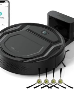 Lefant Robot Vacuum Cleaner, 120 Mins Runtime, Compact Design, Low Noise, Powerful Suction, Wi-Fi/App/Voice Control, Self-Charging, Scheduled Cleaning, Ideal for Pet Hair and Hard Floors, M210 Black