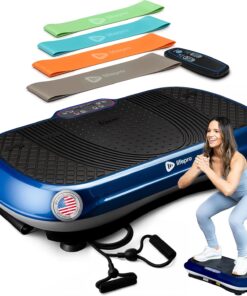 Lifepro Waver Vibration Plate Exercise Machine for Lymphatic Drainage, Muscle Activation, Full-Body Workout Vibrating Platform with Loop Bands, Fitness Equipment for Strength Toning & Fat Loss, Blue