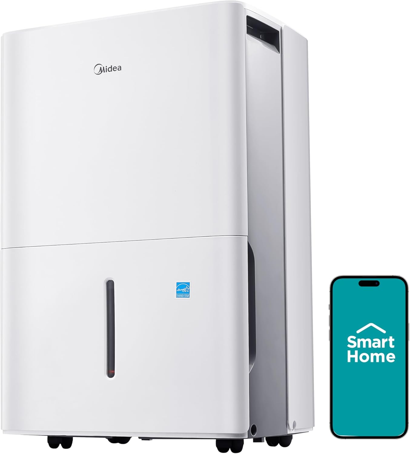 Midea 4,500 Sq. Ft.Dehumidifier for Basement, With Reusable Air Filter 50 Pint - Ideal For Basements, Large & Medium Sized Rooms, And Bathrooms (White)