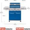 Monument Grills Larger 4+2 Burner Propane Gas Grills Stainless Steel Cabinet Style with Clearview® Lid, Knob Controls, Built-In Thermometer, Infrared Side Sear Burners & Side Burners, Blue