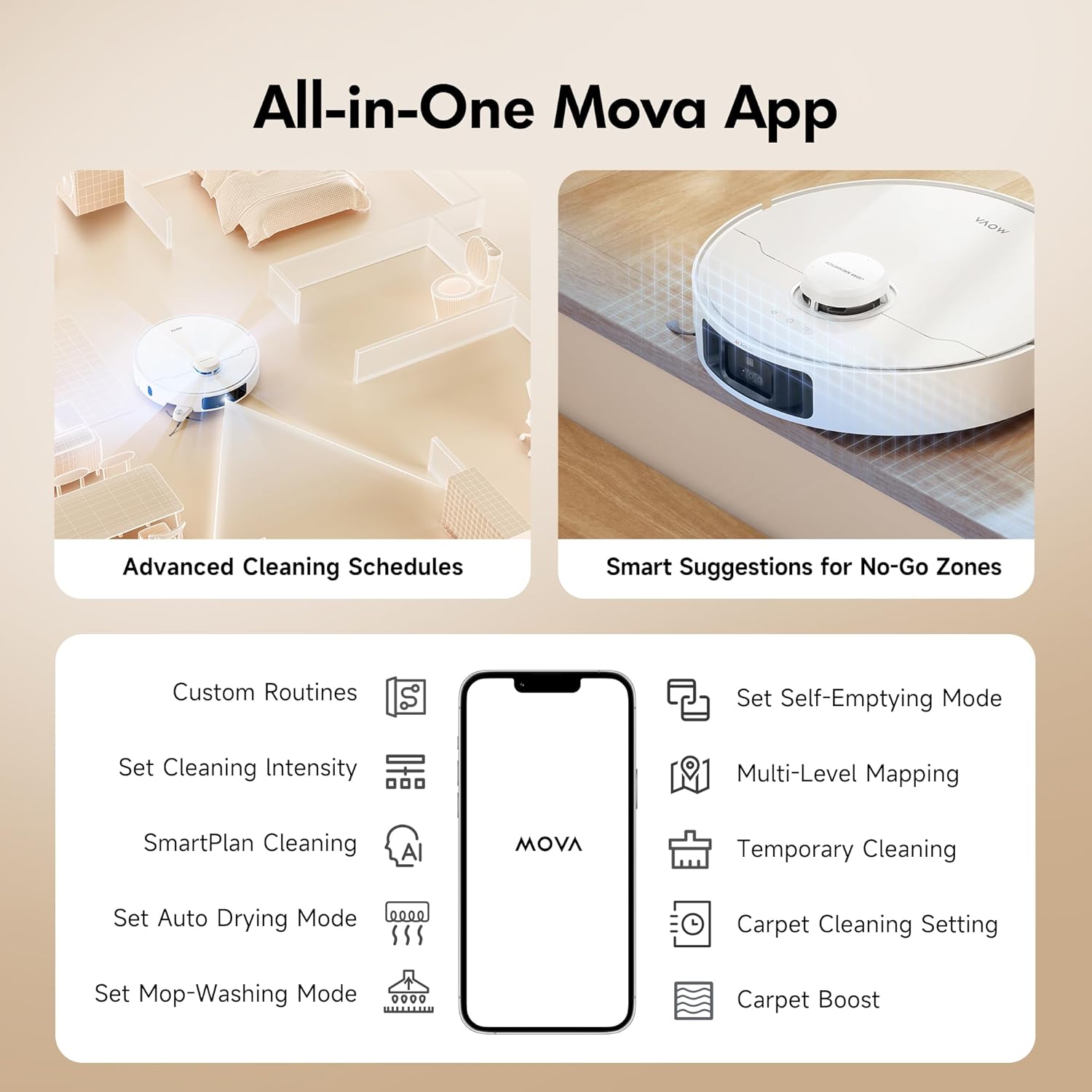 Mova P10 Pro Ultra Robot Vacuum and Mop 13,000Pa Suction, 140°F Hot Water Auto Mop Washing & Drying, Dual Spinning Extenable Mop,10.5mm Lifting for Carpet, 360°Obstacle Avoidance, App Control267 Mova P10 Pro Ultra Robot Vacuum and Mop 13,000Pa Suction, 140°F Hot Water Auto Mop Washing & Drying, Dual Spinning Extenable Mop,10.5mm Lifting for Carpet, 360°Obstacle Avoidance, App Control