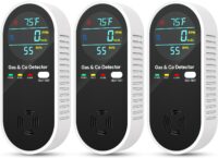 NICGOL Upgraded Natural Gas Leak Detector & Carbon Monoxide Detectors - 4 in 1 Natural, Propane, Co and Gas Detector -Carbon Monoxide Detectors Plug in -Temperature & Humidity for Home, RV (3 Packs)