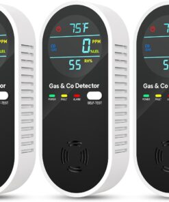 NICGOL Upgraded Natural Gas Leak Detector & Carbon Monoxide Detectors - 4 in 1 Natural, Propane, Co and Gas Detector -Carbon Monoxide Detectors Plug in -Temperature & Humidity for Home, RV (3 Packs)