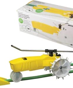 Nelson Rain Train 13,500 Square Feet Cast Iron Outdoor Lawn Traveling Water Sprinkler for Yard, and Garden, with Auto Shut Off, Yellow