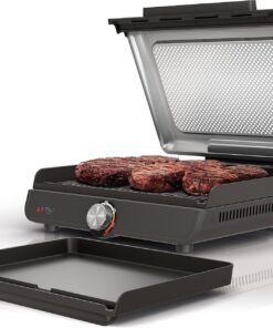 Ninja Griddle and Indoor Grill, 14’’, Electric Grill, For Steak, Burgers, Salmon, Veggies, and More, Pancake Griddle, Nonstick, Dishwasher Safe, 500F, Even Cooking, Silver, GR101