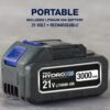 Ontel Turbo Jet HydroX5 Pro Portable Cordless Pressure Washer (21V 3000mAh Battery), 6-in-1 Nozzle, Dual Water Source, 16ft Detachable Hose