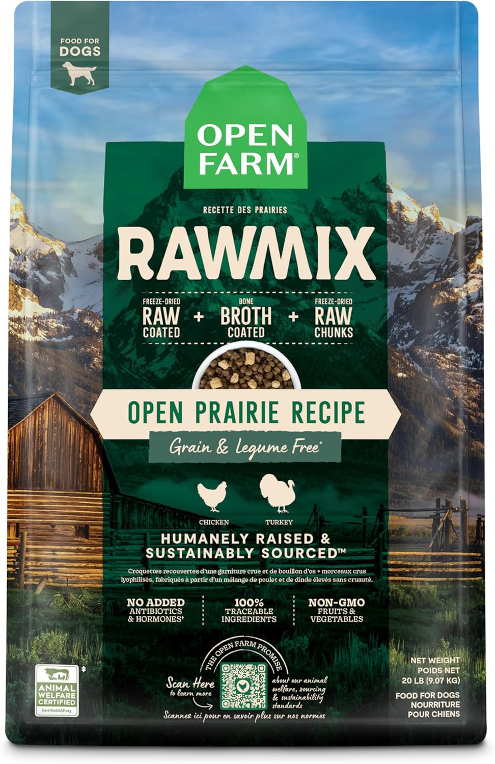 Open Farm, RawMix Grain-Free Dry Dog Food, Protein-Packed Kibble Coated in Bone Broth with Freeze Dried Raw Chunks, Chicken & Turkey, Open Prairie Recipe, 20lb Bag Open Farm, RawMix Grain-Free Dry Dog Food, Protein-Packed Kibble Coated in Bone Broth with Freeze Dried Raw Chunks, Chicken & Turkey, Open Prairie Recipe, 20lb Bag