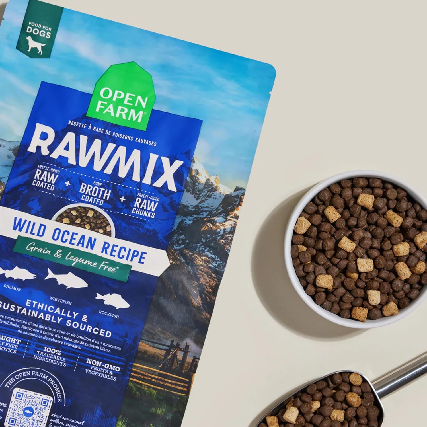 Open Farm, RawMix Grain-Free Dry Dog Food, Protein-Packed Kibble Coated in Bone Broth with Freeze Dried Raw Chunks, Salmon Whitefish & Rockfish, Wild Ocean Recipe, 20lb Bag3 Open Farm, RawMix Grain-Free Dry Dog Food, Protein-Packed Kibble Coated in Bone Broth with Freeze Dried Raw Chunks, Salmon Whitefish & Rockfish, Wild Ocean Recipe, 20lb Bag