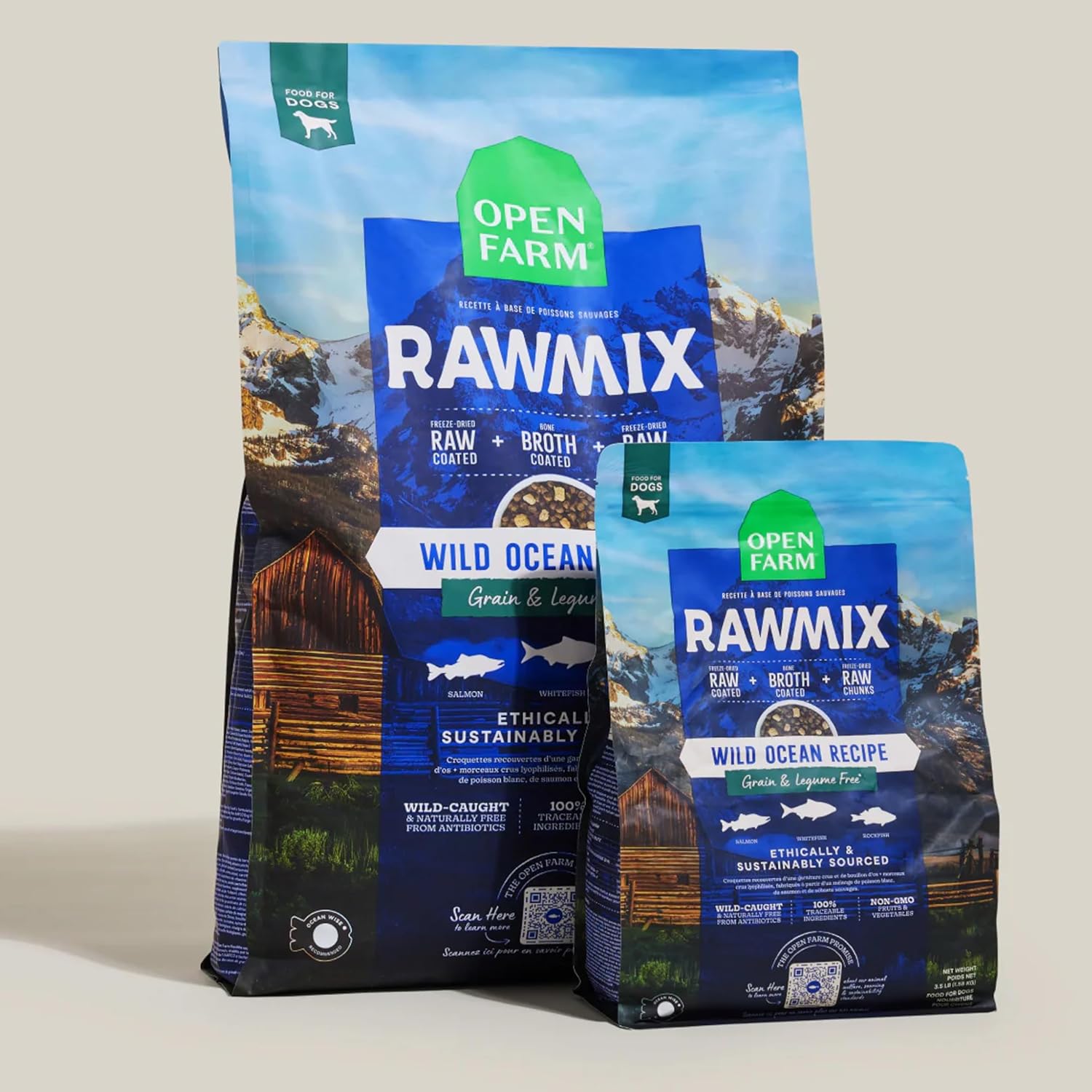 Open Farm, RawMix Grain-Free Dry Dog Food, Protein-Packed Kibble Coated in Bone Broth with Freeze Dried Raw Chunks, Salmon Whitefish & Rockfish, Wild Ocean Recipe, 20lb Bag567 Open Farm, RawMix Grain-Free Dry Dog Food, Protein-Packed Kibble Coated in Bone Broth with Freeze Dried Raw Chunks, Salmon Whitefish & Rockfish, Wild Ocean Recipe, 20lb Bag