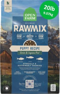 Open Farm, RawMix Grain-Free Dry Puppy Food, Protein-Packed Kibble Coated in Bone Broth with Freeze Dried Raw Chunks, Wild Caught Fish, Puppy Recipe, 20lb Bag