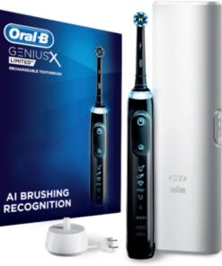 Oral-B Genius X Limited Rechargeable Electric Toothbrush with 1 Replacement Brush Head, Travel Case, Midnight Black
