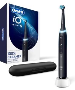 Oral-B Rechargeable Electric Toothbrush, iO5 Customizable Clean, 5 Cleaning Modes, Visual Pressure Sensor to Protect Gums, Travel Case, Black