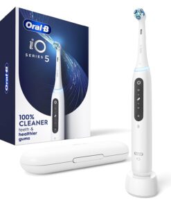 Oral-B Rechargeable Electric Toothbrush, iO5 Customizable Clean, 5 Cleaning Modes, Visual Pressure Sensor to Protect Gums, Travel Case, White