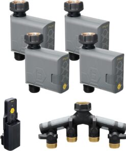 Orbit 21207 B-hyve Gen 2 Smart Hose Watering Timer, 4-Pack with Wi-Fi Hub and Hose Y Splitter