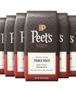Peet's Coffee, Dark Roast Ground Coffee - French Roast 63 Ounces (6 Bags of 10.5 Ounces)