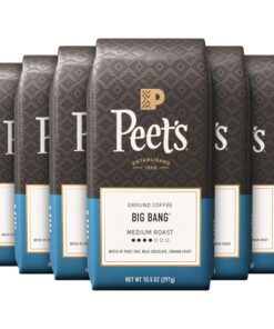 Peet's Coffee, Medium Roast Ground Coffee, 100% Arabica Coffee - Big Bang 63 Ounces (6 Bags of 10.5 Ounces)