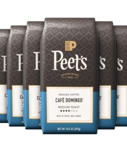 Peet's Coffee, Medium Roast Ground Coffee, 100% Arabica Coffee - Café Domingo 63 Ounces (6 Bags of 10.5 Ounces)