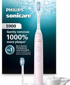 Philips Sonicare 5900 Series Electric Toothbrush - Next-Generation Sonicare Technology, Pressure Sensor, 6 Brushing Settings, SmarTimer, BrushPacer, 21-Day Runtime, Light Pink, Model HX7132/02