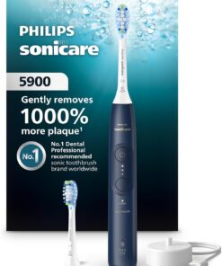 Philips Sonicare 5900 Series Electric Toothbrush - Next-Generation Sonicare Technology, Pressure Sensor, 6 Brushing Settings, SmarTimer, BrushPacer, 21-Day Runtime, Navy Blue, Model HX7133/02