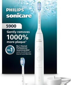 Philips Sonicare 5900 Series Electric Toothbrush - Next-Generation Sonicare Technology, Pressure Sensor, 6 Brushing Settings, SmarTimer, BrushPacer, 21-Day Runtime, White, Model HX7130/02