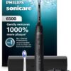Philips Sonicare 6500 Series Electric Toothbrush - Next-Generation Sonicare Technology, Pressure Sensor, 9 Brushing Settings, SmarTimer, BrushPacer, 21-Day Runtime, Travel Case, Black, HX7411/08